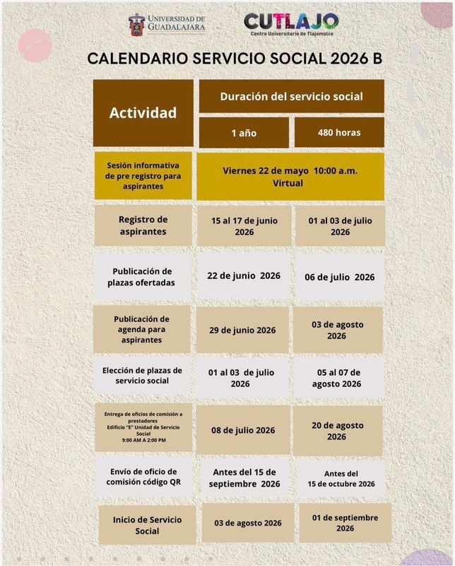 Calendario Servicio Social