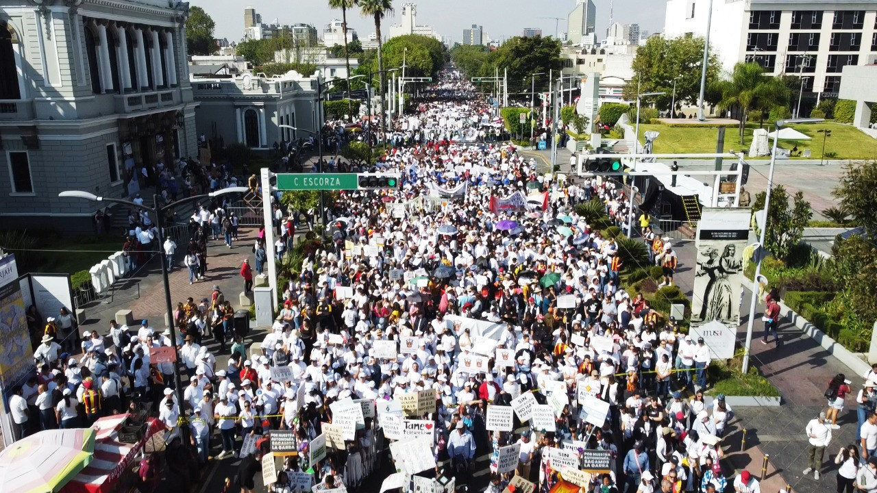 Comunidad universitaria en la megamarcha.
