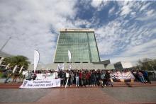 Estudiantes del Tlajomulco marchan por presupuesto justo.